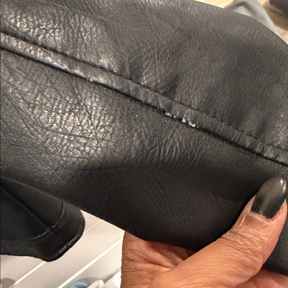 Girls Black Faux Leather Jacket - Picture 7 of 7